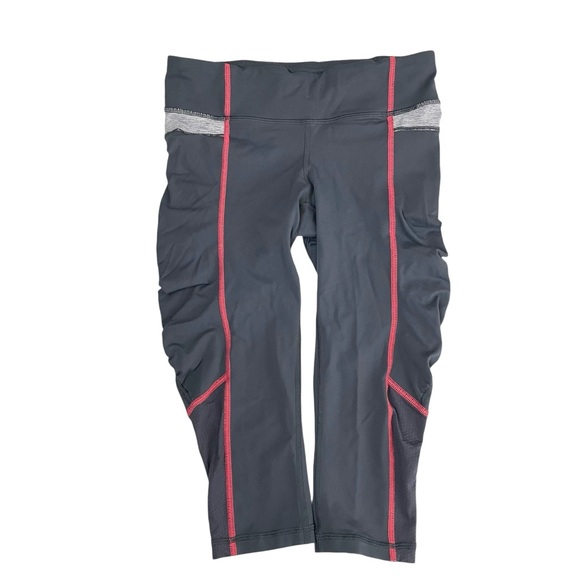 lululemon 4 Pace Rurched Side Crop Legging Gray Coral sz 4 - Picture 12 of 12